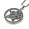 304 Stainless Steel Rose Flowre Pentagram Pendant Box Chain Necklaces STAS-D196-03P-2