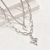 Gothic Style Zinc Alloy Snake Heart Pendant Double Layer Necklace Unisex Party Jewelry UY0125-4