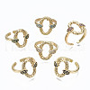 Brass Micro Pave Cubic Zirconia Cuff Rings RJEW-S045-070-NR-2