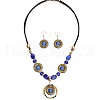 Bohemian Style Acrylic Flat Round Beaded & Pendant Necklaces & Dangle Earrings Sets FS-WG6F516-01-5