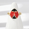 Brass Enamel Cuff Rings for Women RJEW-A059-03G-5
