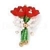 Handmade Glass Beaded Flower with Bowknot Pendants PALLOY-MZ00753-03-1