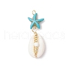 7Pcs 7 Styles Natural Cowrie Shell & Starfish Turtle Dyed Synthetic Turquoise Pendants PALLOY-JF03935-01-3