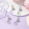Glass Teardrop & Tibetan Style Alloy Butterfly Pendant Decorations HJEW-JM03253-1