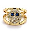 Brass Micro Pave Cubic Zirconia Cuff Rings RJEW-O044-05G-A-1