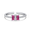 Mother's Day Rhodium Plated 925 Sterling Silver Cuff Rings RJEW-A019-19-03P-1