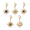 Natural Tiger Eye & Rose Quartz & Lapis Lazuli & Green Aventurine & Amethyst Sun Pendant Decoration HJEW-JM02828-2