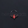 304 Stainless Steel Siam Rhinestone Halloween Bat Hoop Nose Rings WG0E020-02-1