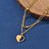 304 Stainless Steel Heart Charm Chain Bracelets BJEW-M097-01A-G-2