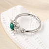 Brass Pave Cubic Zirconia Open Cuff Rings for Women RJEW-U056-01P-2