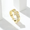 Letter D Clear Cubic Zirconia Cuff Rings RJEW-G337-10G-1