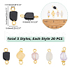  100Pcs 5 Style Natural Stone Connector Charms G-PH0001-83-5