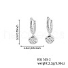 Chic Grid Brass Clear Cubic Zirconia Flat Round Hoop Earrings ZR6558-2-4