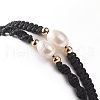 Mother's Day Jewellery 2Pcs 2 Style Natural Pearl Braided Bead Bracelets Set with Nylon Cord for Women BJEW-JB09141-02-5