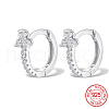 Anti-Tarnish Rhodium Plated Platinum 925 Sterling Silver Micro Pave Cubic Zirconia Hoop Earrings JU6681-4-1