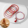 Bohemian Flower Resin & Glass Seed Beaded Stretch Multi-Layered Anklet Sets WG187EB-14-1