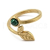 304 Stainless Steel with Synthetic Malachite Ring RJEW-Z031-01G-03-2