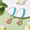 Glass & Synthetic Cherry Quartz Glass Teardrop Dangle Earrings EJEW-JE05728-2