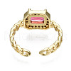 Mother's Day Rings Brass Micro Pave Cubic Zirconia Cuff Rings RJEW-Q161-003C-NF-3