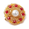 Handmade Glass Seed Beaded Flower Brooches for Women JEWB-MZ00005-02-4