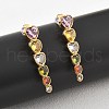 304 Stainless Steel Colorful Cubic Zirconia Tassel Stud Earrings EJEW-Z094-01G-G-3