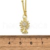 Brass Micro Pave Clear Cubic Zirconia Sunflower Pendant Necklaces for Women NJEW-A039-01A-G-5