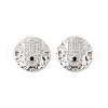 Brass Micro Pave Clear Cubic Zirconia Disc with Hamsa Hand Connector Charms KK-P300-24P-01-1