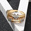 Brass Micro Pave Clear Cubic Zirconia Cuff Finger Rings for Women RJEW-U033-03PG-2
