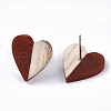 Resin & Wood Stud Earrings EJEW-N017-002A-C02-3