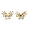 Brass Micro Pave Cubic Zirconia Stud Earrings Findings EJEW-F373-04G-2