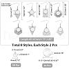 CHGCRAFT 16Pcs 8 Style 304 Stainless Steel Earring Hooks STAS-CA0001-84-2