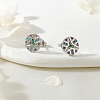 Brass Micro Pave Colorful Cubic Zirconia Stud Earrings FS-WG11250-01-1