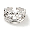Rack Plating Brass Micro Pave Cubic Zirconia Cable Chain Open Cuff Rings for Women RJEW-I104-09P-2