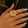 Geometric Brass Micro Pave Cubic Zirconia Adjustable Finger Rings for Women DO6393-2-2