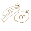Rectangle 304 Stainless Steel Rhinestone Pendant Necklaces & Bracelets & Stud Earrings Sets for Women SJEW-C004-08G-1