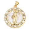 Rack Plating Brass Micro Pave Clear Cubic Zirconia Pendants KK-P287-36F-G-1