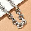 304 Stainless Steel Textured Double Ring Link Chain Necklaces NJEW-S453-02P-B-2