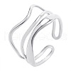 Fashionable Stainless Steel Wave Open Cuff Rings for Men and Women QA9827-1-1