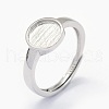 Anti-Tarnish Rhodium Plated 925 Sterling Silver Finger Ring Components STER-E061-01C-P-2