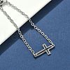 304 Stainless Steel Cross Link Bracelets BJEW-F500-03P-3