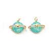 Brass Micro Pave Clear Cubic Zirconia and Resin Planet Charms KK-B129-29G-1