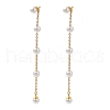 304 Stainless Steel with Plastic Pearl Stud Dangle Earrings EJEW-Q386-02C-G-1