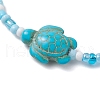 Dyed Synthetic Turquoise Beaded Stretch Bracelets for Kids BJEW-JB110102-01-3
