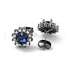 Flower Brass Micro Pave Clear Cubic Zirconia Stud Earrings EJEW-G387-04B-1