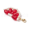 Orange Glass Pearl & Glass Beads Pendant Decorations HJEW-TA00336-02-4