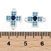 Brass Blue Cubic Zirconia Connector Charms KK-I719-01S-3