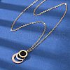304 Stainless Steel Roman Numeral 3 Ring Pendant Necklaces NJEW-V001-06P-02-1