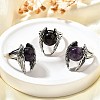Natural Amethyst Wings Adjustable Rings RJEW-K241-04AS-08-1