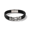 Men's Braided Black PU Leather Cord Bracelets BJEW-K243-19AS-1