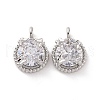 Brass Micro Pave Clear Cubic Zirconia Charms KK-E068-VF205-2